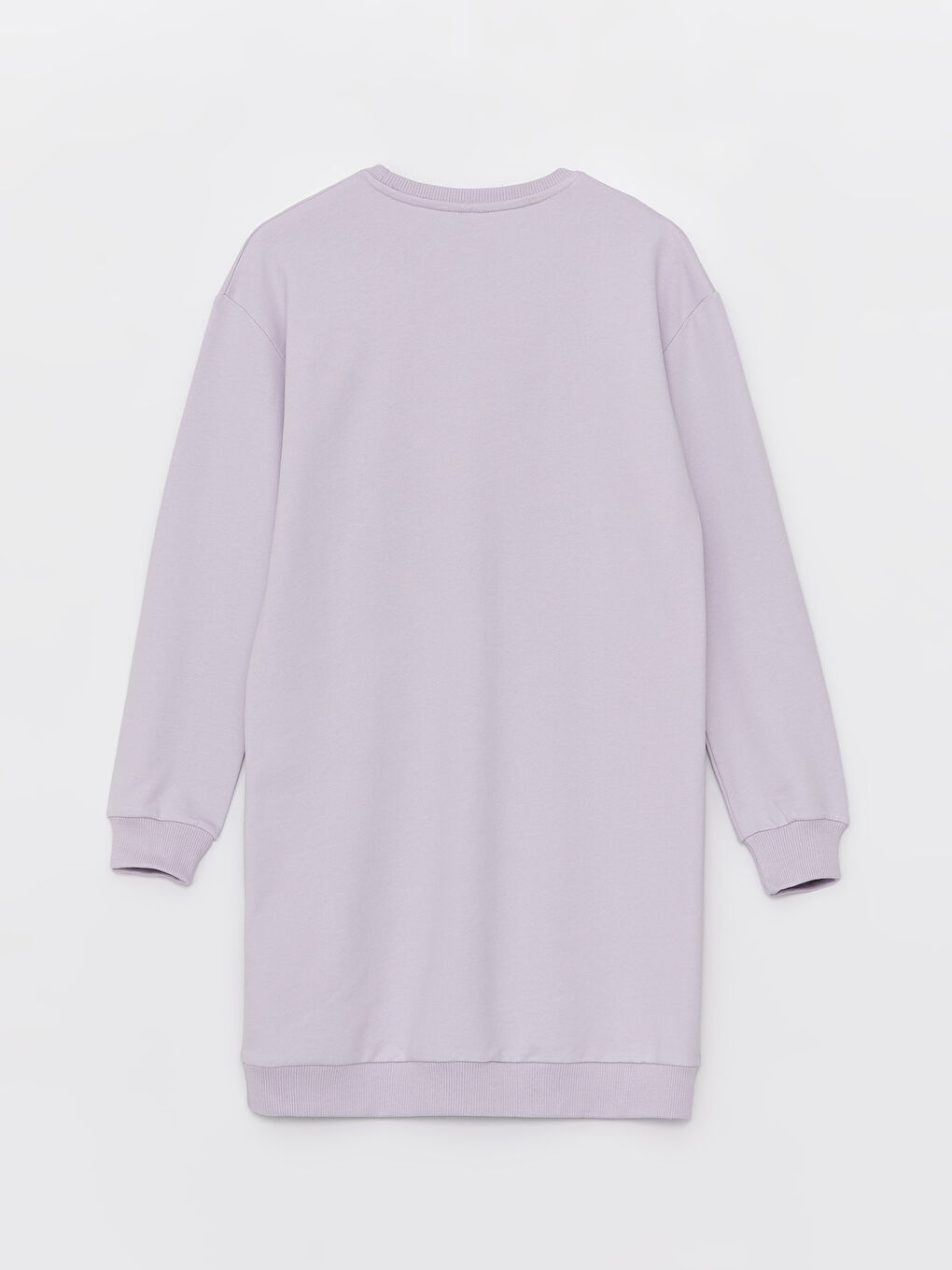 فستان كم طويل مطبوع بياقة دائرية للبنات-1