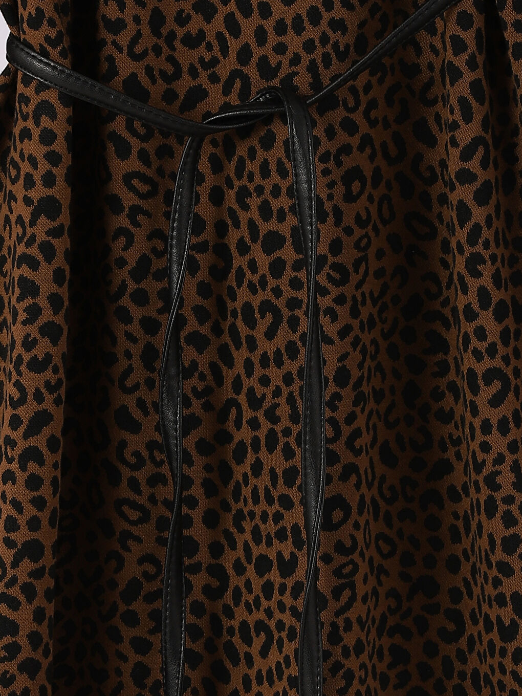 فستان حمل كم طويل منقوش بياقة دائرية-3