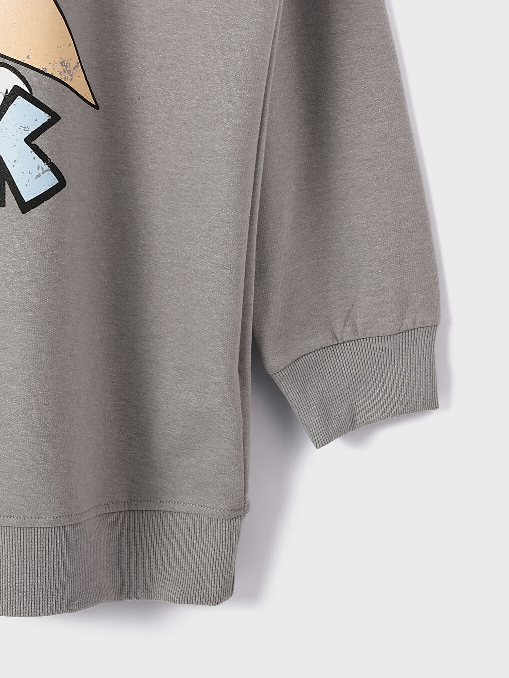 تونيك سويتشيرت نسائي بطباعة بياقة دائرية وكم طويل-3