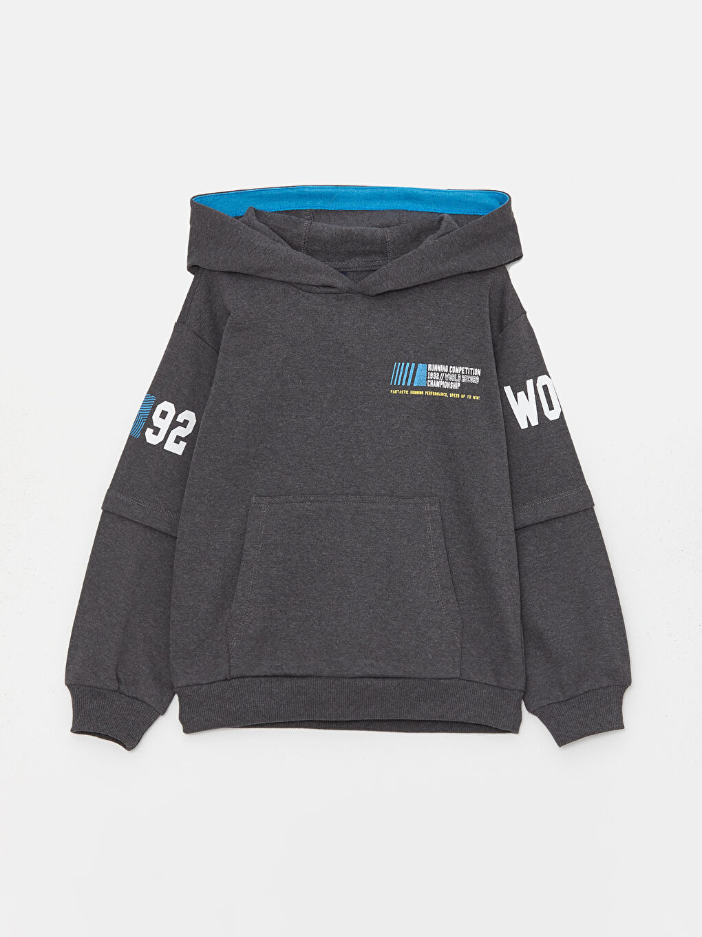 ნაბეჭდი გრძელმკლავიანი ბიჭებისთვის კაპიუშონიანი მაისური