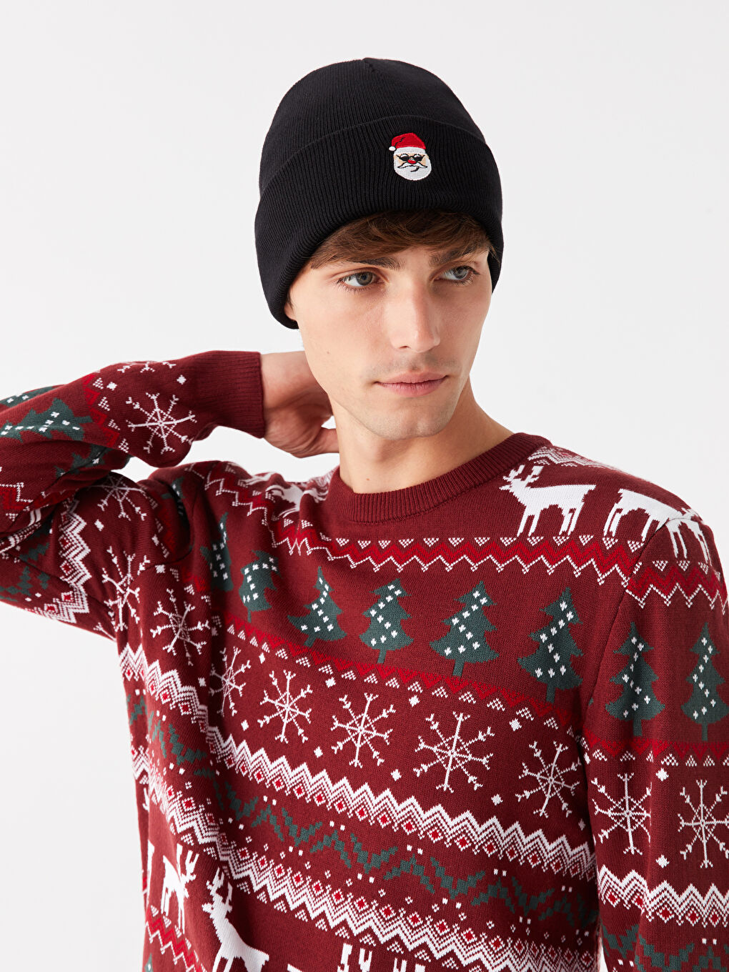 LC WAIKIKI Men's Christmas Themed Tricot Beanie -W3GJ19Z8-HUC