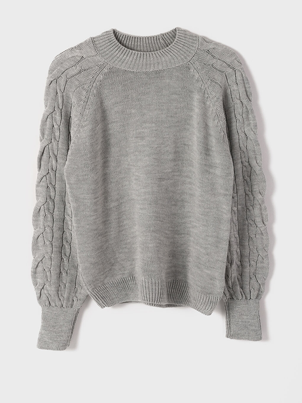 Crew Neck Self Patterned Long Sleeve Women's Knitwear Sweater