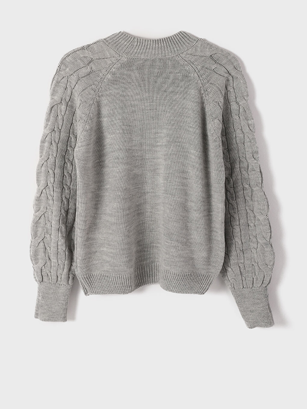 Crew Neck Self Patterned Long Sleeve Women's Knitwear Sweater-1