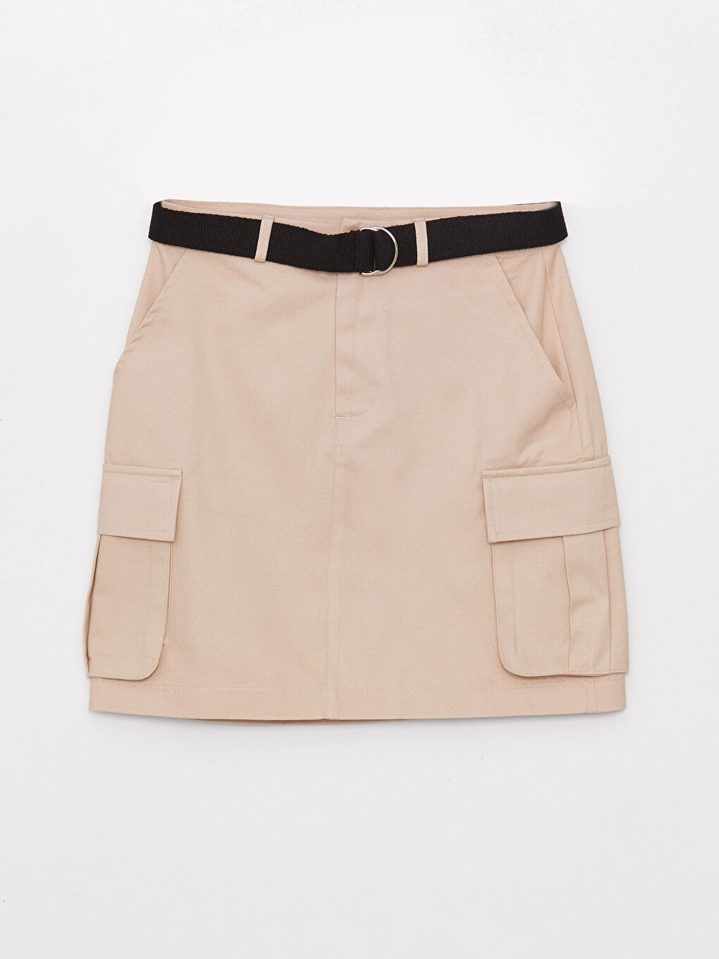 Bej Kadın Standart Fit Düz Etek-4