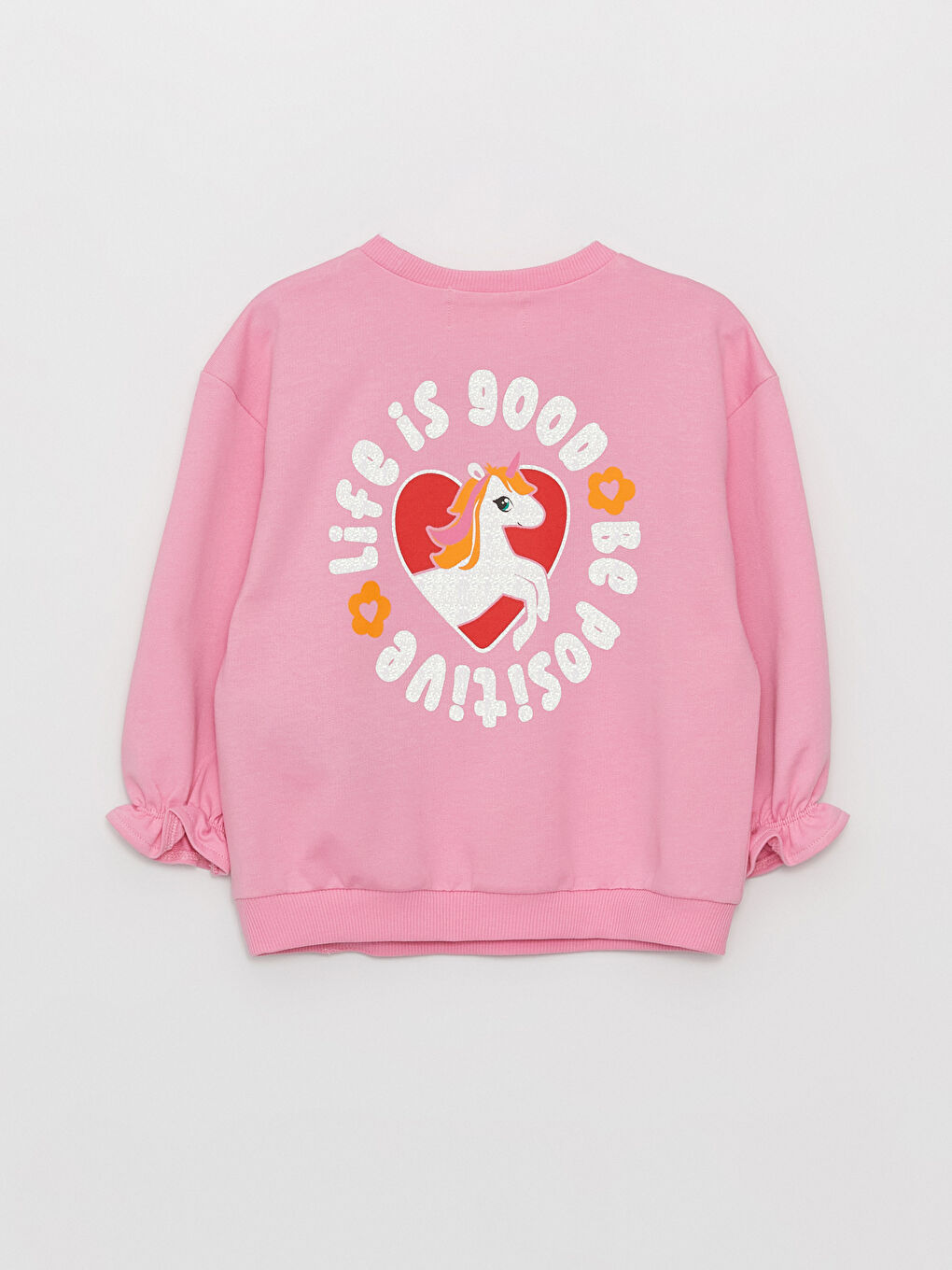 Linalin by Pelin Akil Pembe Bisiklet Yaka Uzun Kollu Baskılı Kız Bebek Sweatshirt - 5