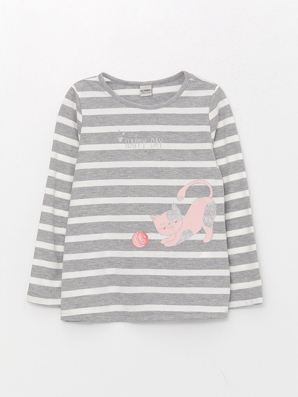 T-shirt à Col Rond Rayé à Manches Longues pour Filles