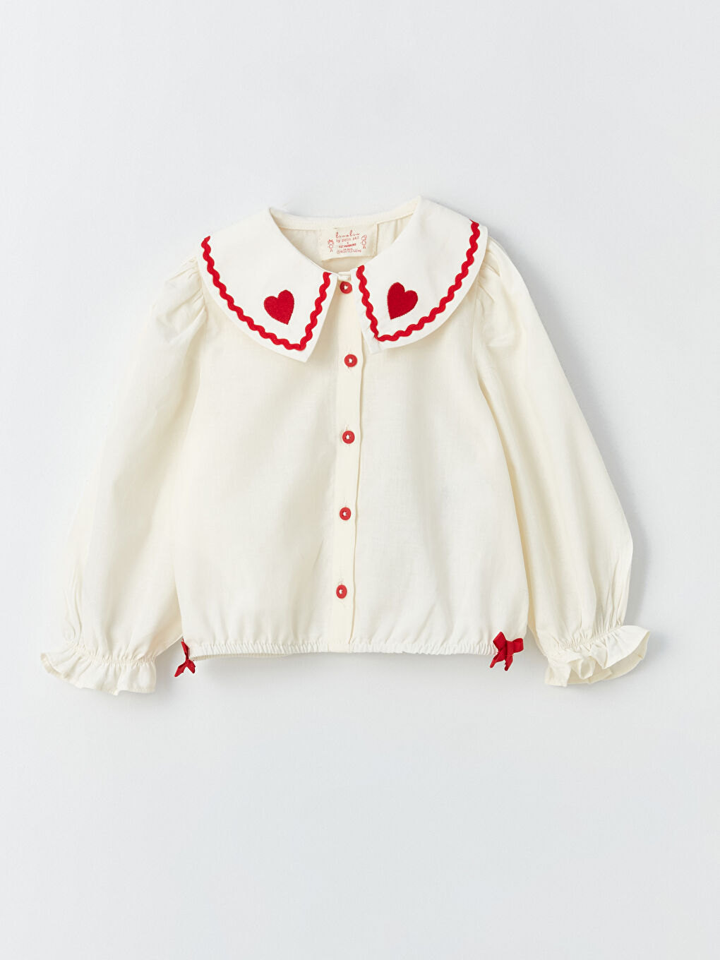 Peter Pan Collar Long Sleeve Embroidered Baby Girls' Shirt-3