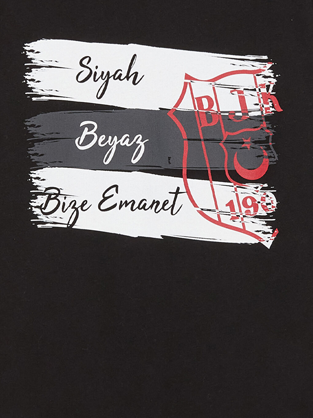 Siyah Bisiklet Yaka Beşiktaş Baskılı Uzun Kollu Erkek Çocuk Pijama Takımı-2