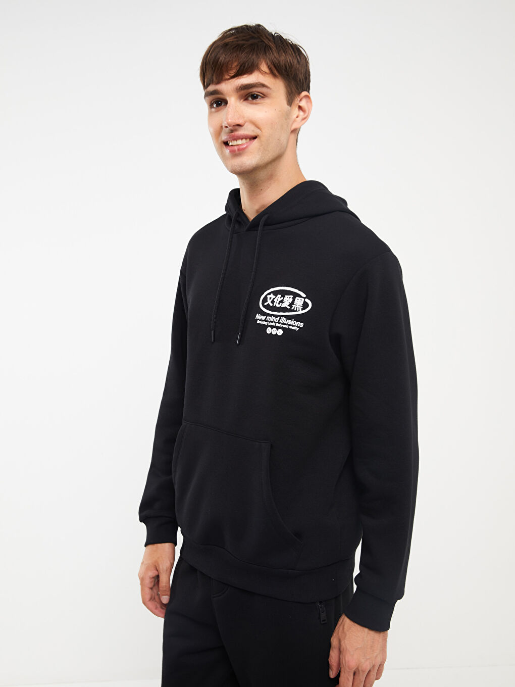 XSIDE Siyah Uzun Kollu Baskılı Erkek Hoodie