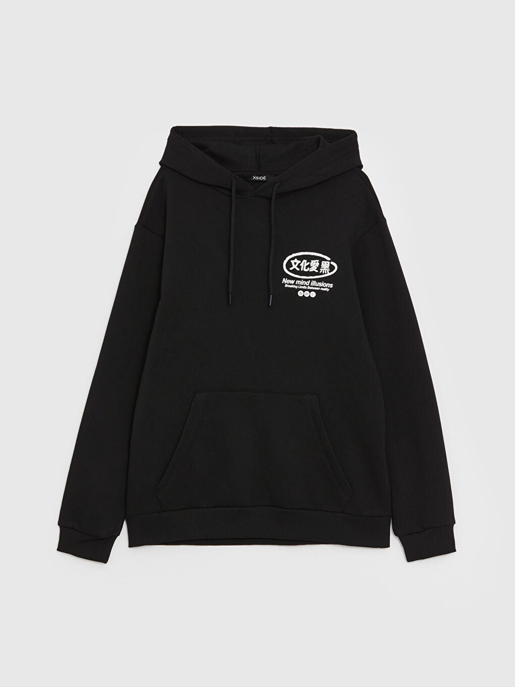 XSIDE Siyah Uzun Kollu Baskılı Erkek Hoodie - 4