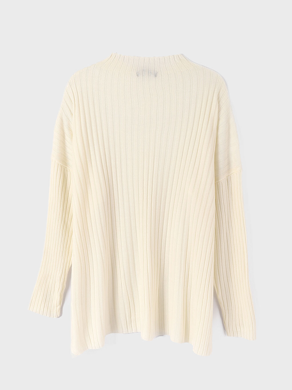 Crew Neck Plain Long Sleeve Women's Knitwear Tunic-1