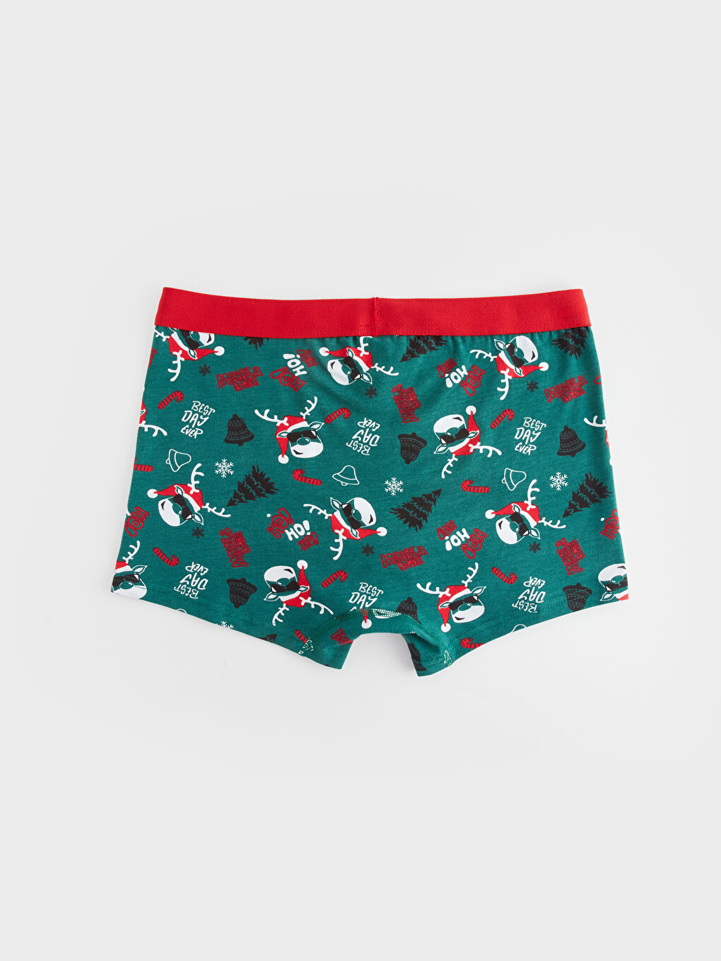 Yeşil Standart Kalıp Yılbaşı Temalı Erkek Boxer