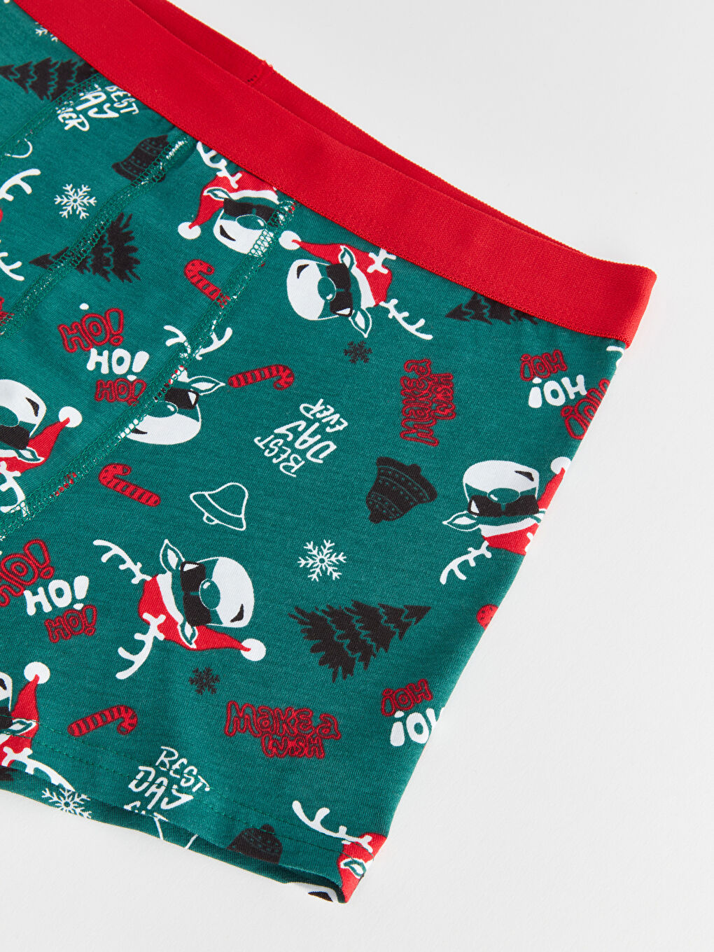 Yeşil Standart Kalıp Yılbaşı Temalı Erkek Boxer-1