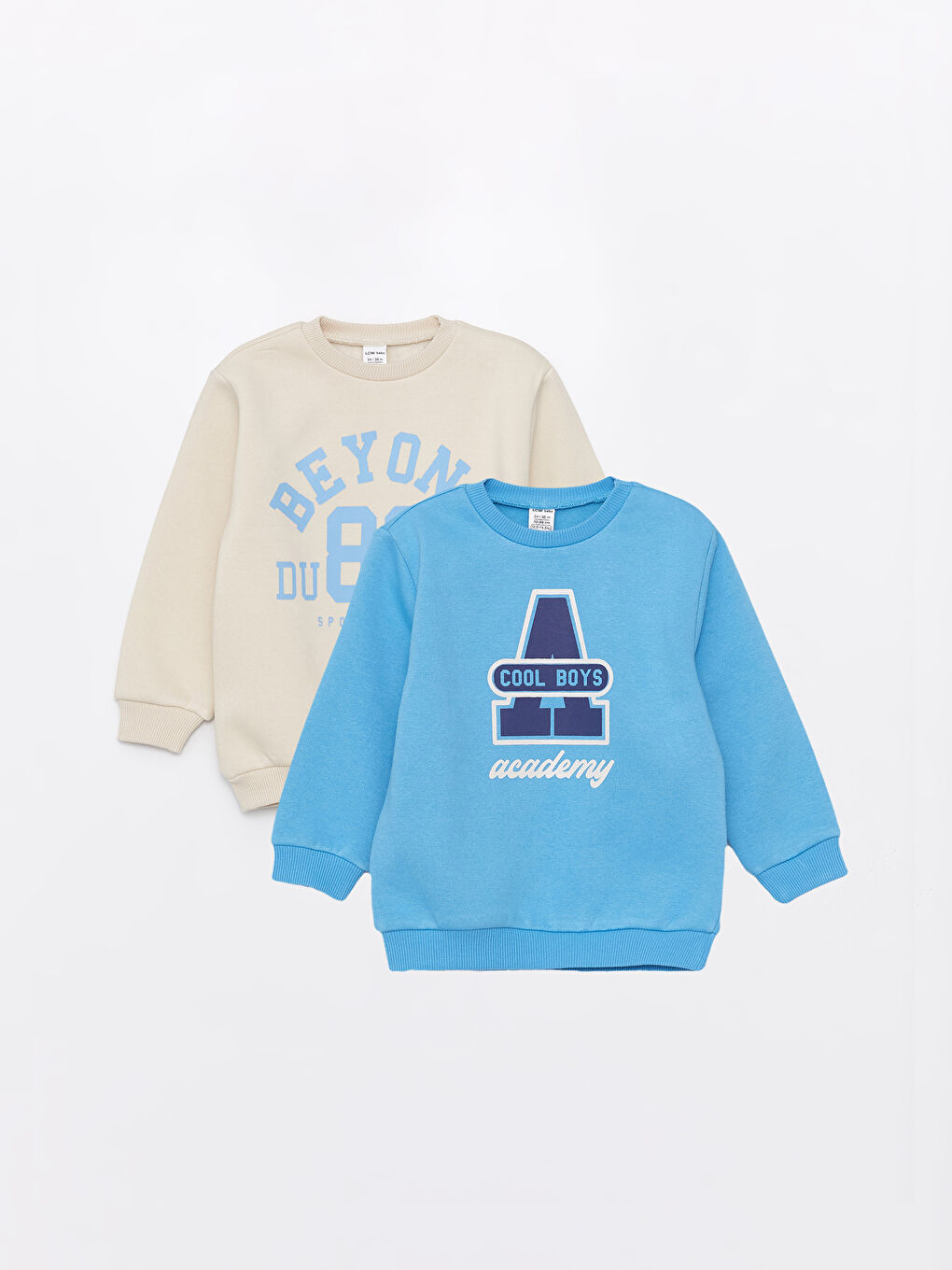 سويت شيرت ياقة دائرية كم طويل مطبوع أولاد رضع - مجموعة من 2