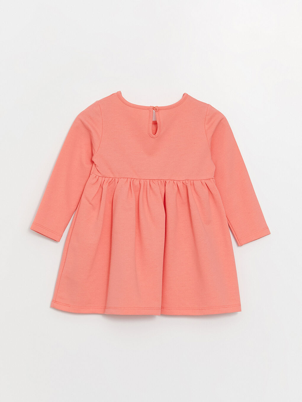 Pembe Bisiklet Yaka Uzun Kollu Baskılı Kız Bebek Elbise-2