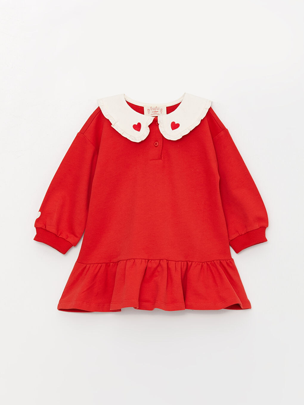 Kırmızı Bebe Yaka Kız Bebek Elbise-2