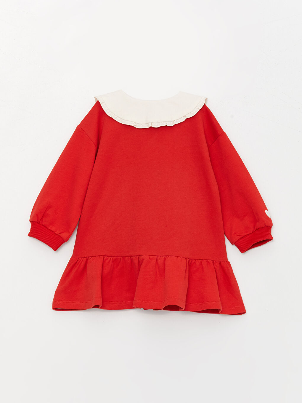 Kırmızı Bebe Yaka Kız Bebek Elbise-3