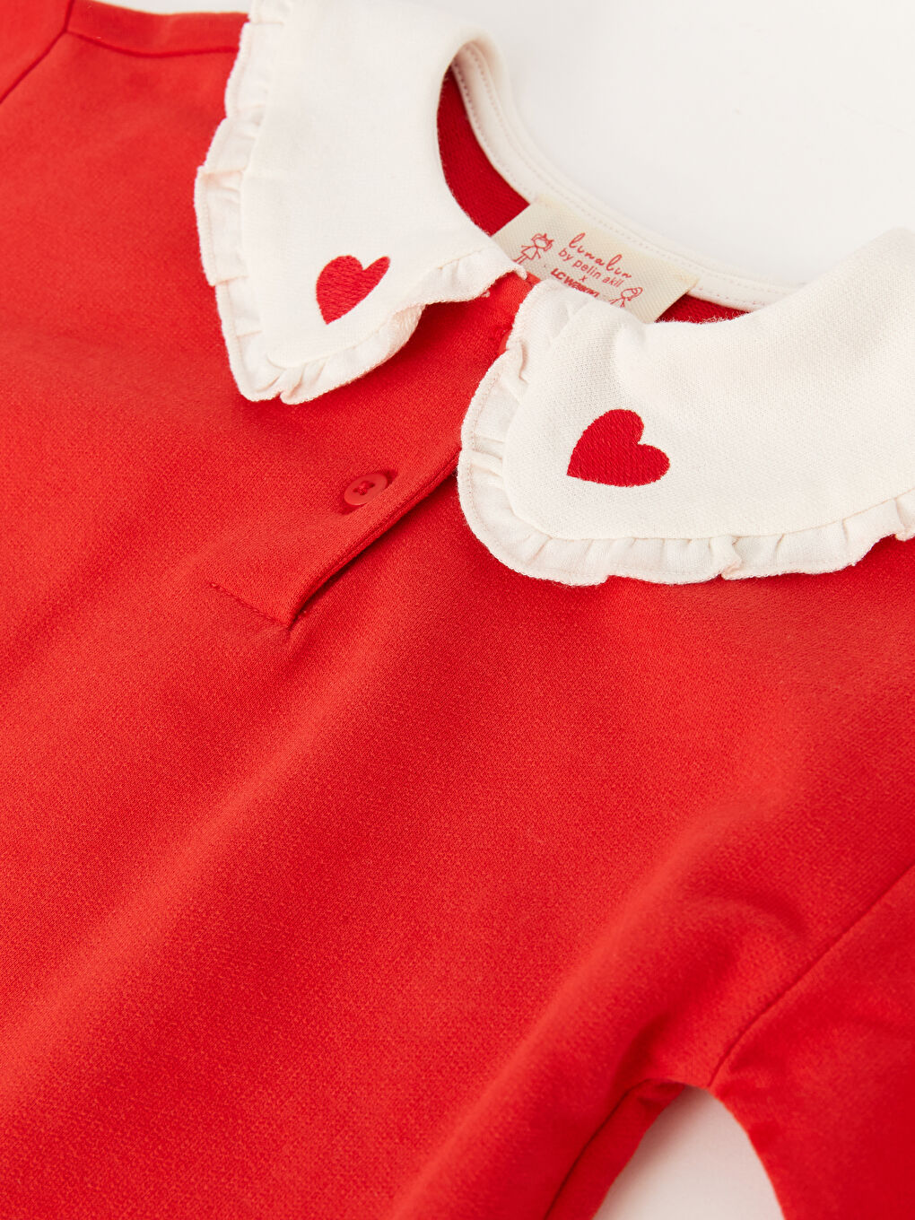 Kırmızı Bebe Yaka Kız Bebek Elbise-4
