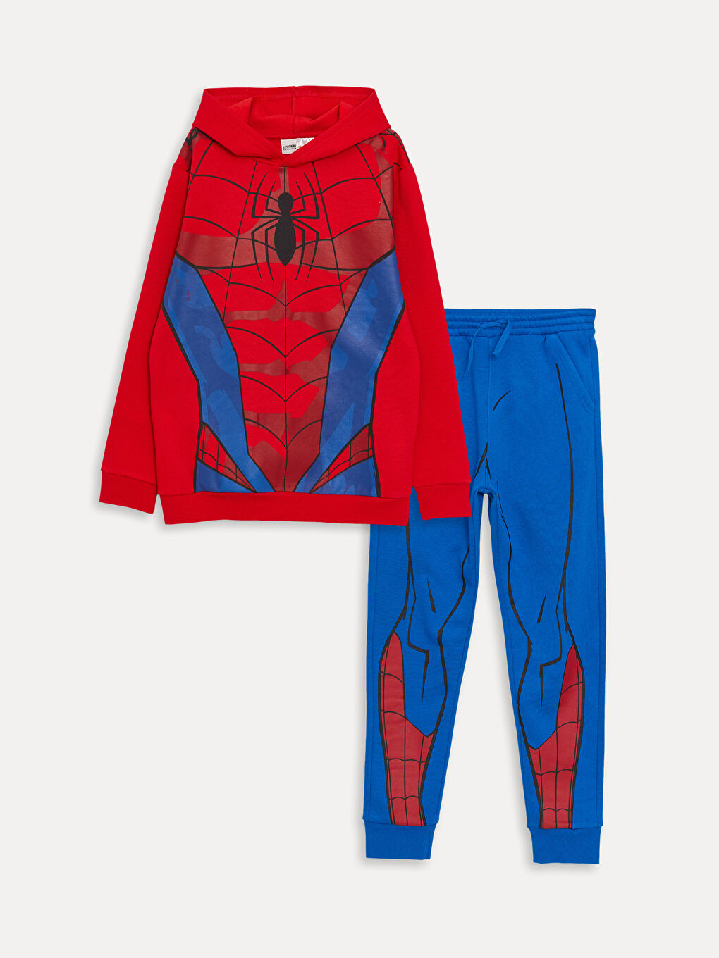 Hooded Spiderman Printed Long Sleeve Boys' T-Shirt and Sweatpants