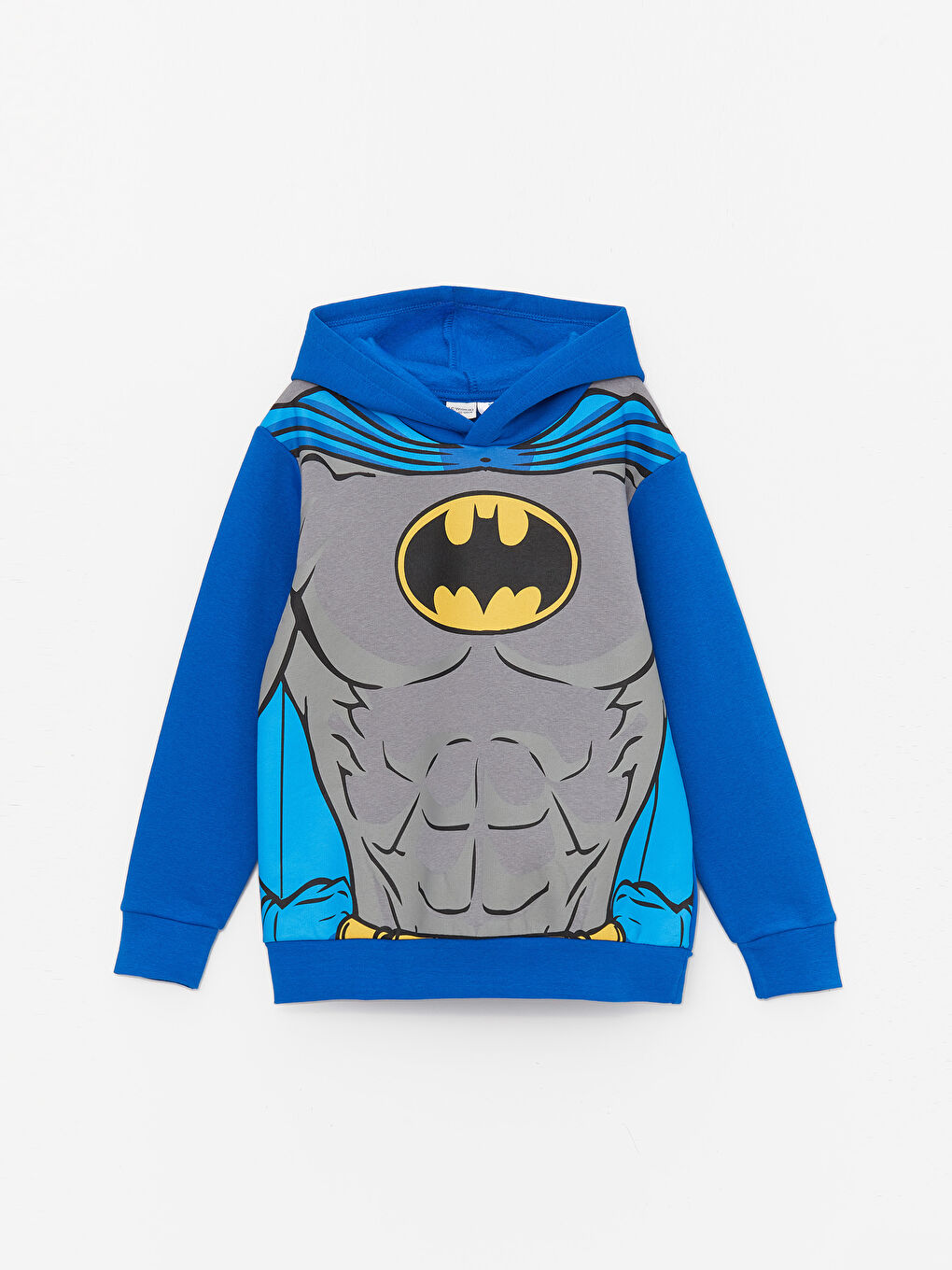 Mavi Kapüşonlu Batman Baskılı Uzun Kollu Erkek Çocuk Tişört ve Eşofman Altı-1