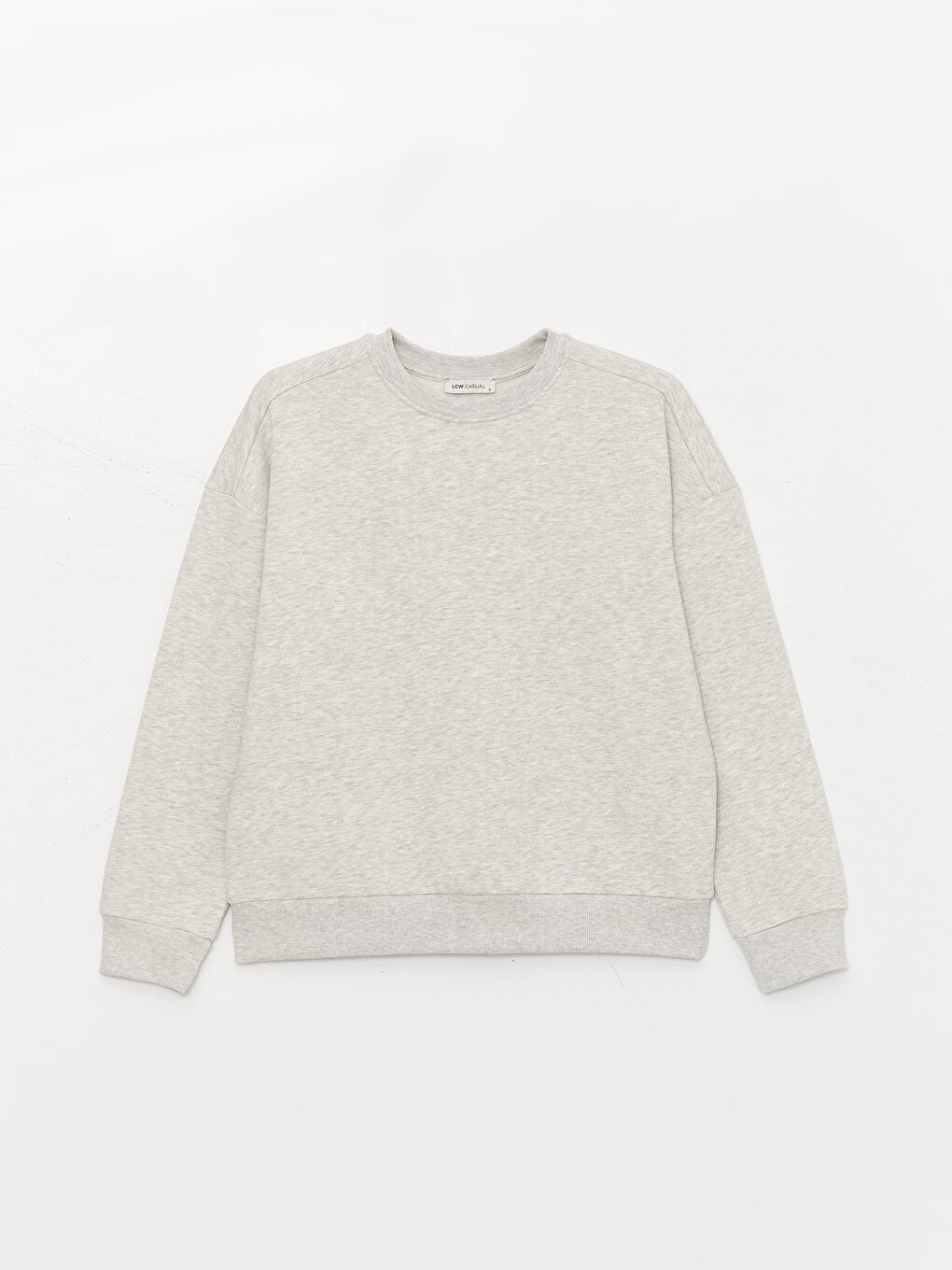 LCW Vision Gri Melanj Bisiklet Yaka Oversize Kadın Sweatshirt - 4