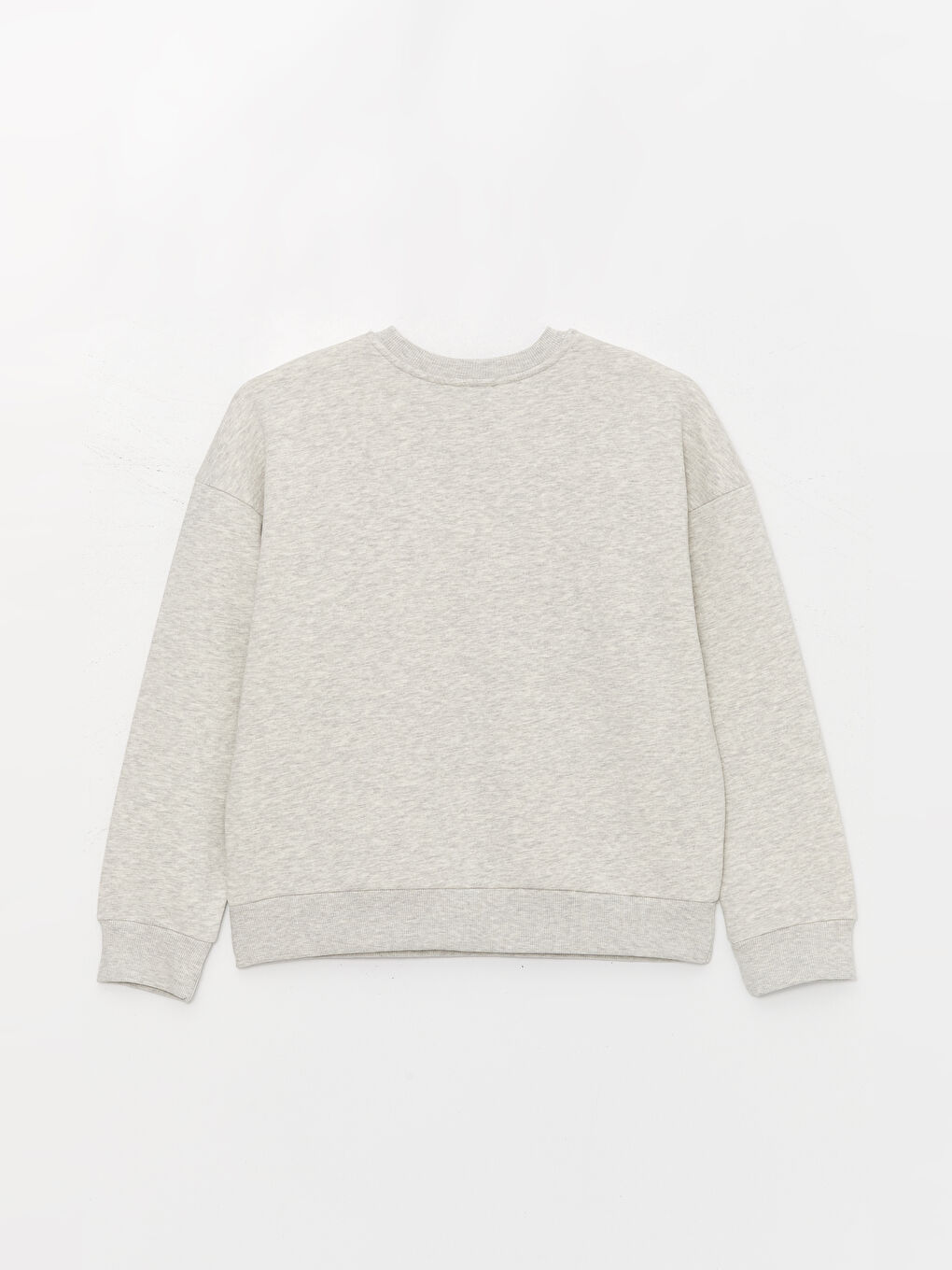 LCW Vision Gri Melanj Bisiklet Yaka Oversize Kadın Sweatshirt - 5