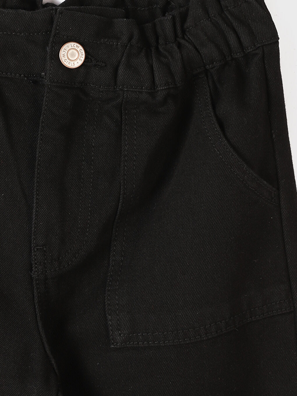 Elastic Waist Wide Leg Girl Jean Trousers-2