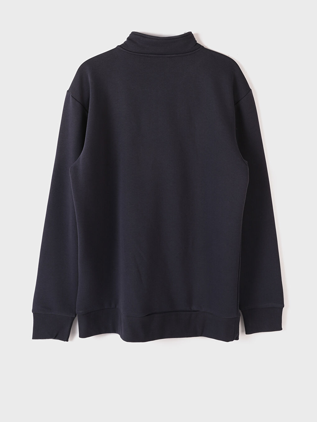 سويت شيرت تخين كم طويل مطبوع بياقة قمع للرجال-3