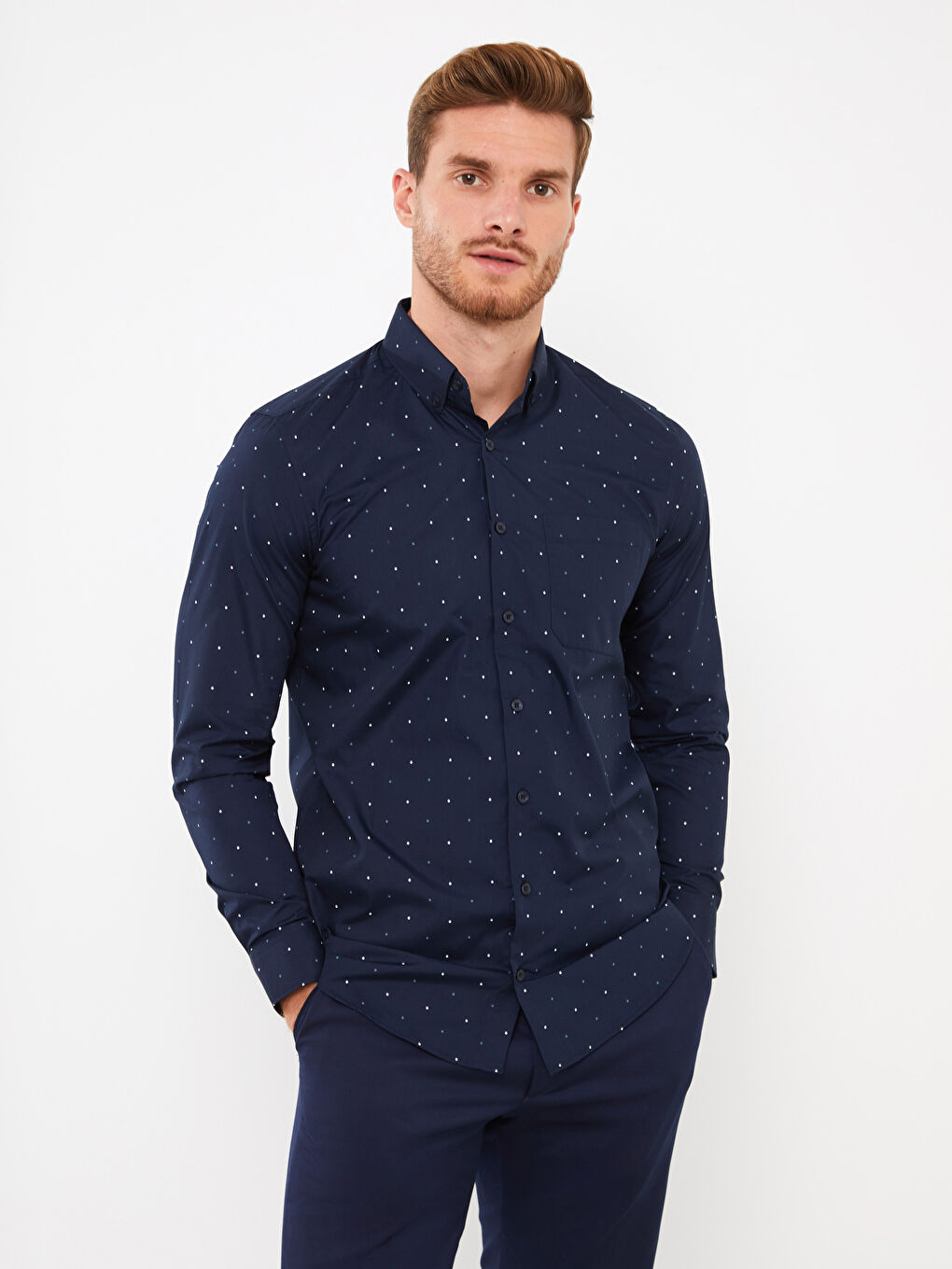 LCWAIKIKI Formal Regular Fit Uzun Kollu Desenli Erkek Gömlek -W3GP52Z8-LSJ