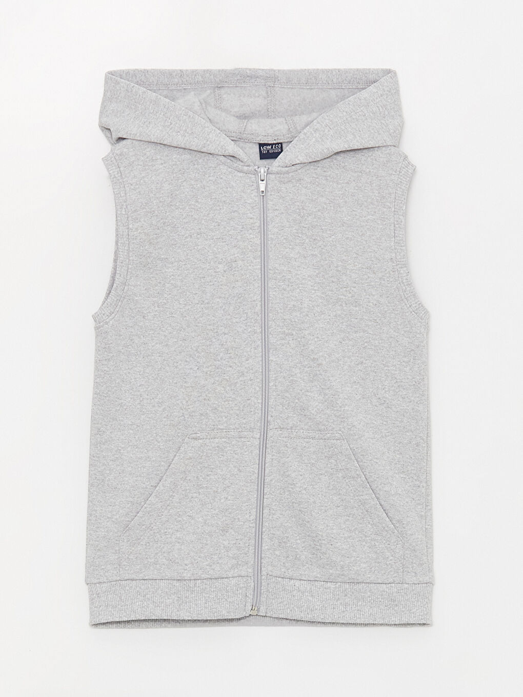 Gri Kapüşonlu Basic Erkek Çocuk Fermuarlı Yelek