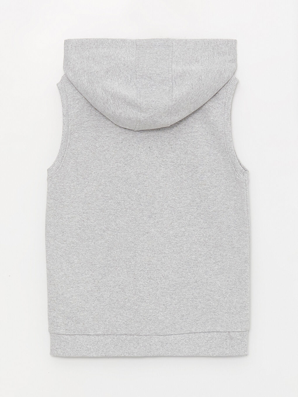 Gri Kapüşonlu Basic Erkek Çocuk Fermuarlı Yelek-2