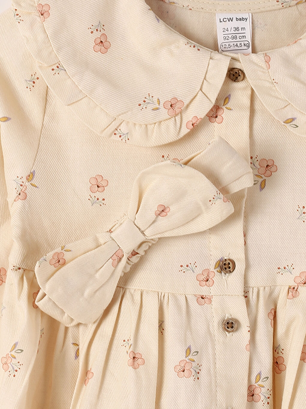 ბებე საყელო გრძელმკლავიანი ნაბეჭდი ახალშობილი გოგონას კაბა და თმის საკრავი 2 ცალიანი ნაკრები-1