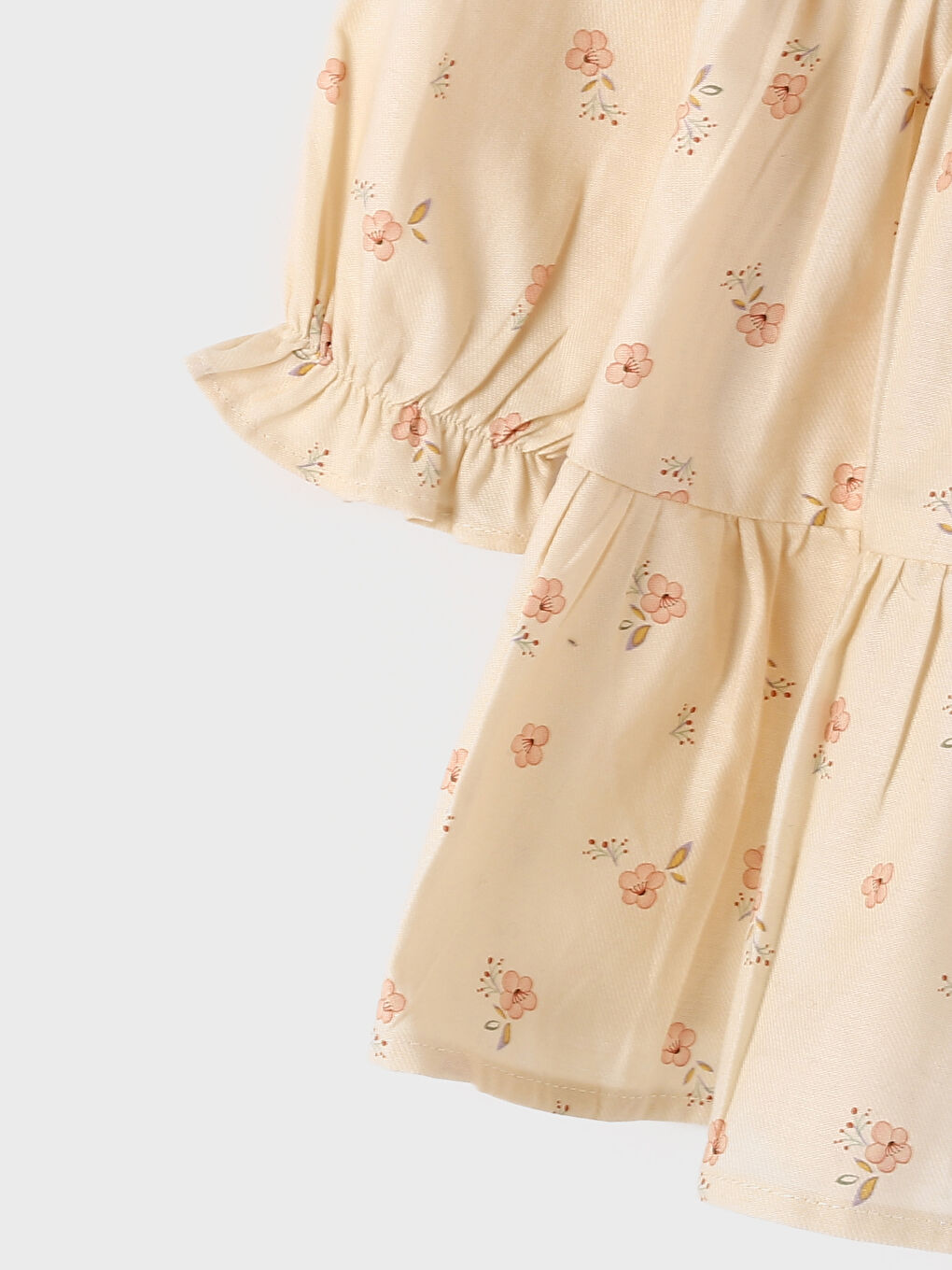 ბებე საყელო გრძელმკლავიანი ნაბეჭდი ახალშობილი გოგონას კაბა და თმის საკრავი 2 ცალიანი ნაკრები-3