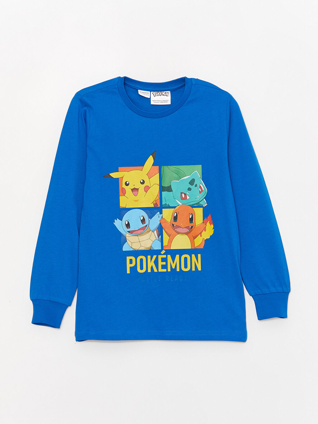 LCW Kids Mavi Bisiklet Yaka Pokemon Baskılı Uzun Kollu Erkek Çocuk Pijama Takımı - 1