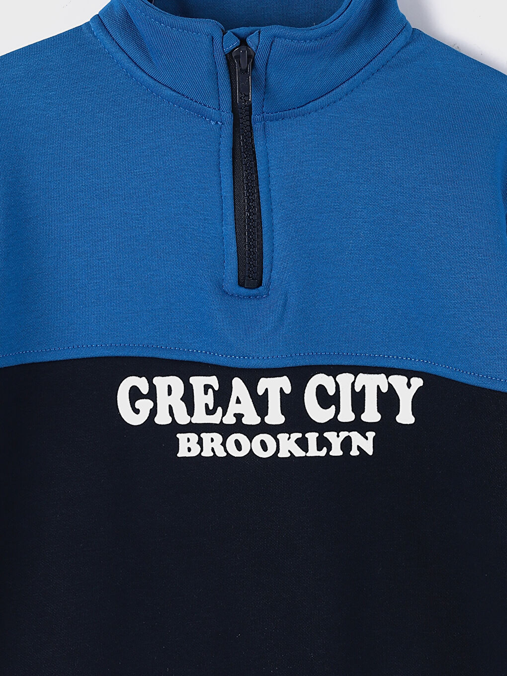 سويت شيرت بسحاب للأولاد بياقة قمع وكم طويل مطبوع-2