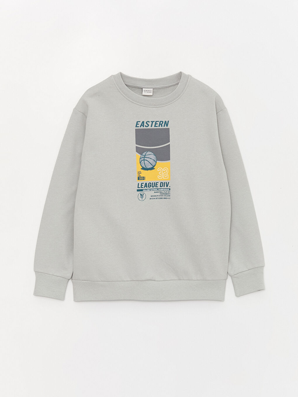 LCW Kids Açık Gri Rahat Kalıp Bisiklet Yaka Baskılı Erkek Çocuk Sweatshirt - 3