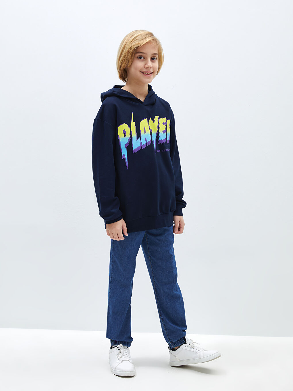 LCW Kids Yeni Lacivert Baskılı Uzun Kollu Erkek Çocuk Hoodie - 2