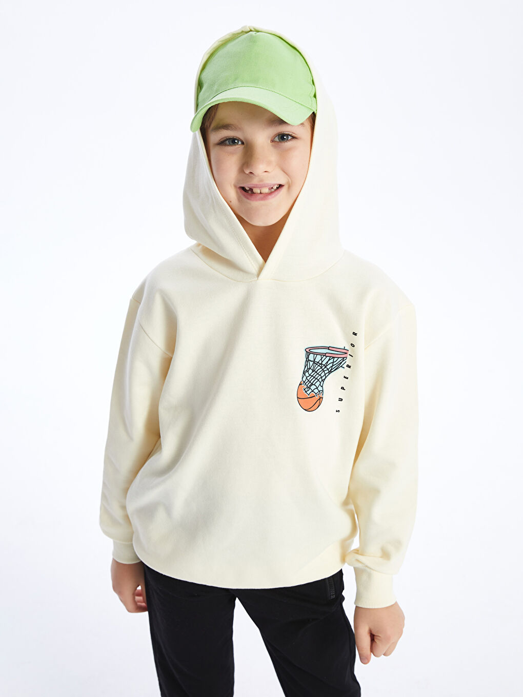 LCW Kids Relaxed Fit Printed Boys' Hoodie -W3GR26Z4-FDN