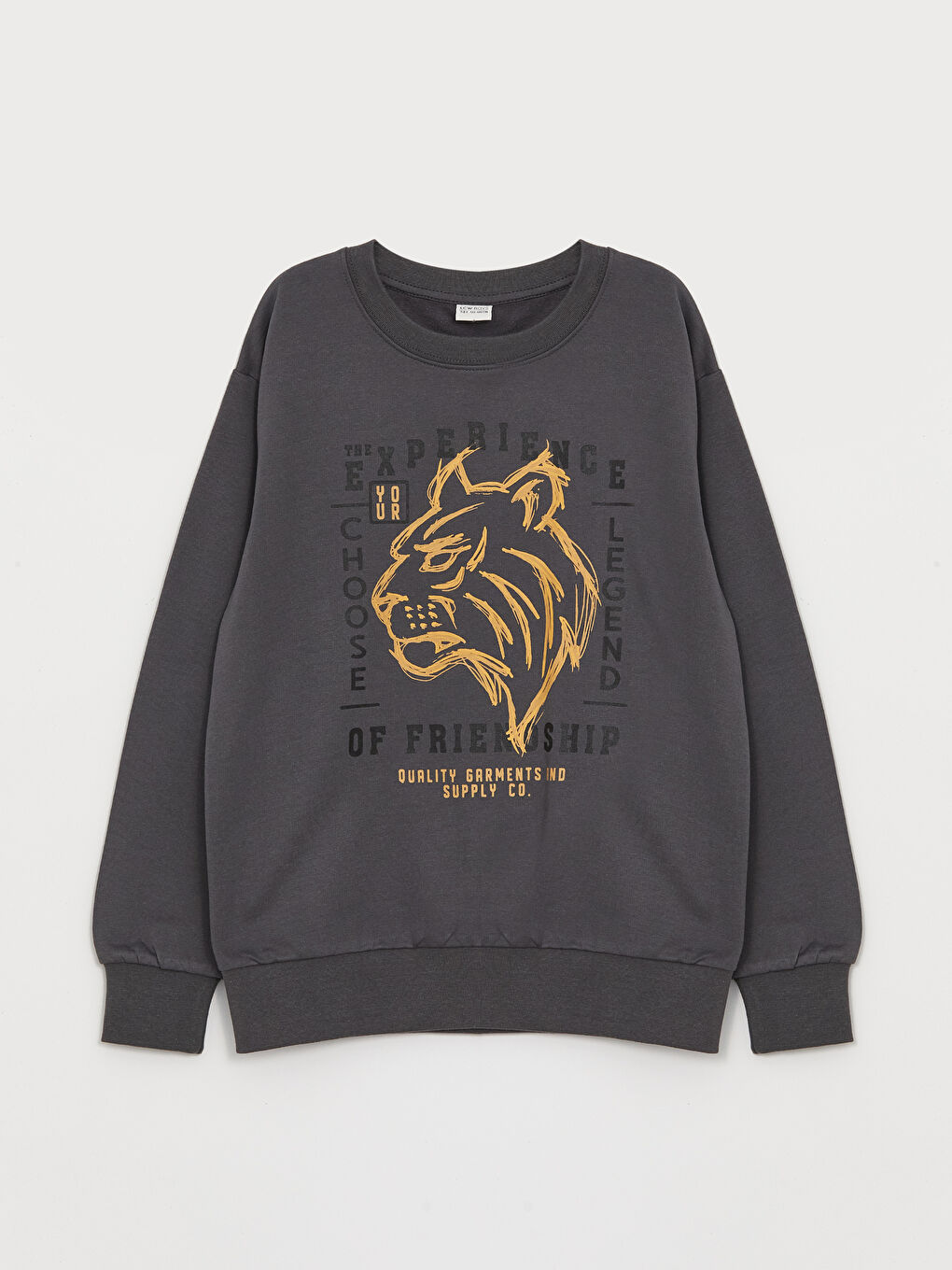 Rahat Kalıp Bisiklet Yaka Baskılı Erkek Çocuk Sweatshirt-3