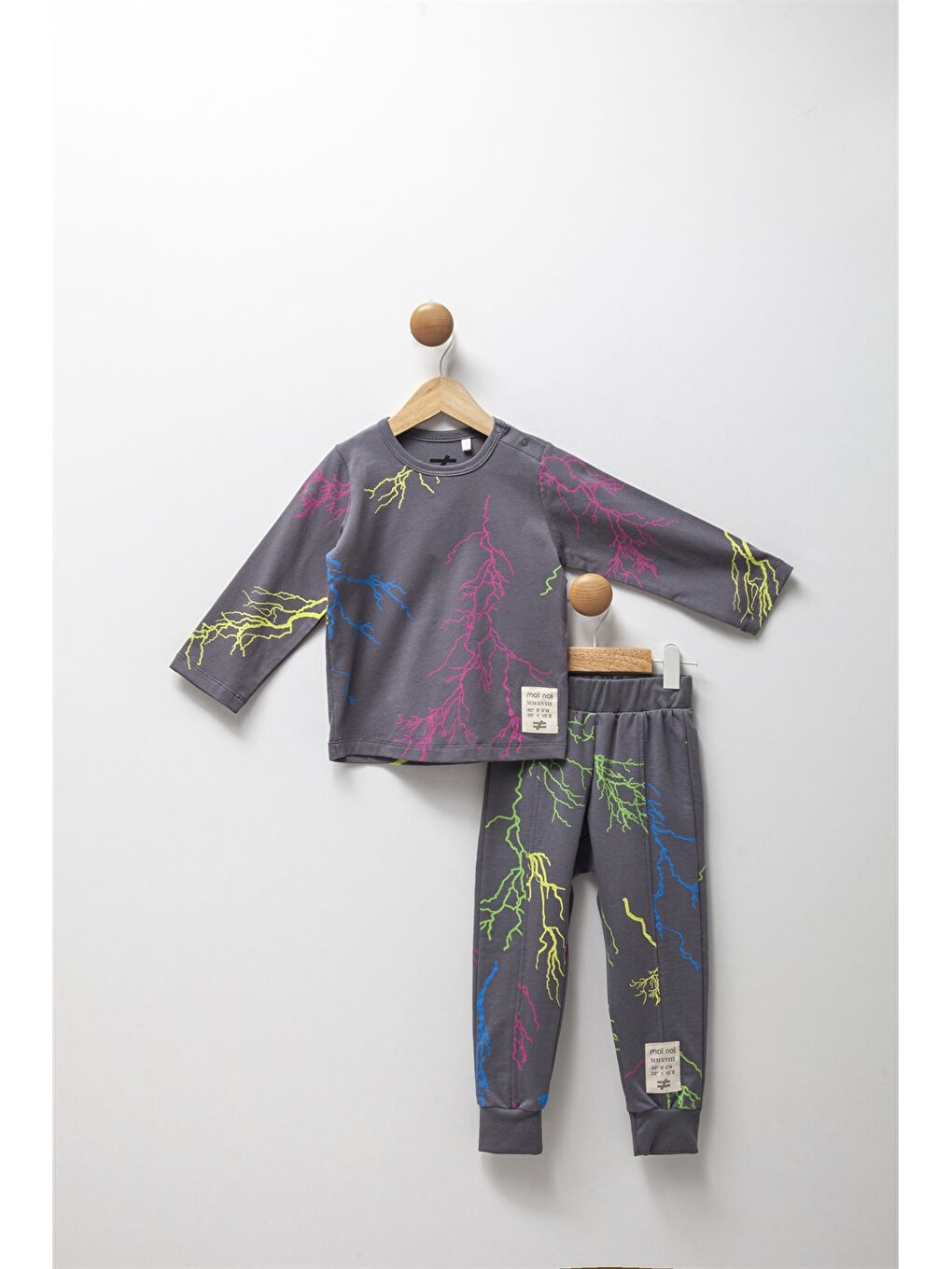 Antrasit Bisiklet Yaka Uzun Kollu Baskılı Erkek Bebek 2'li Takım-4