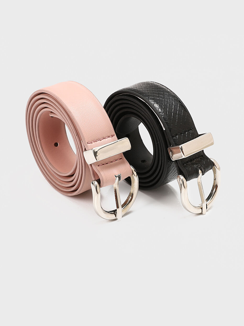 حزام جلد صناعي للسيدات - مجموعة من قطعتين