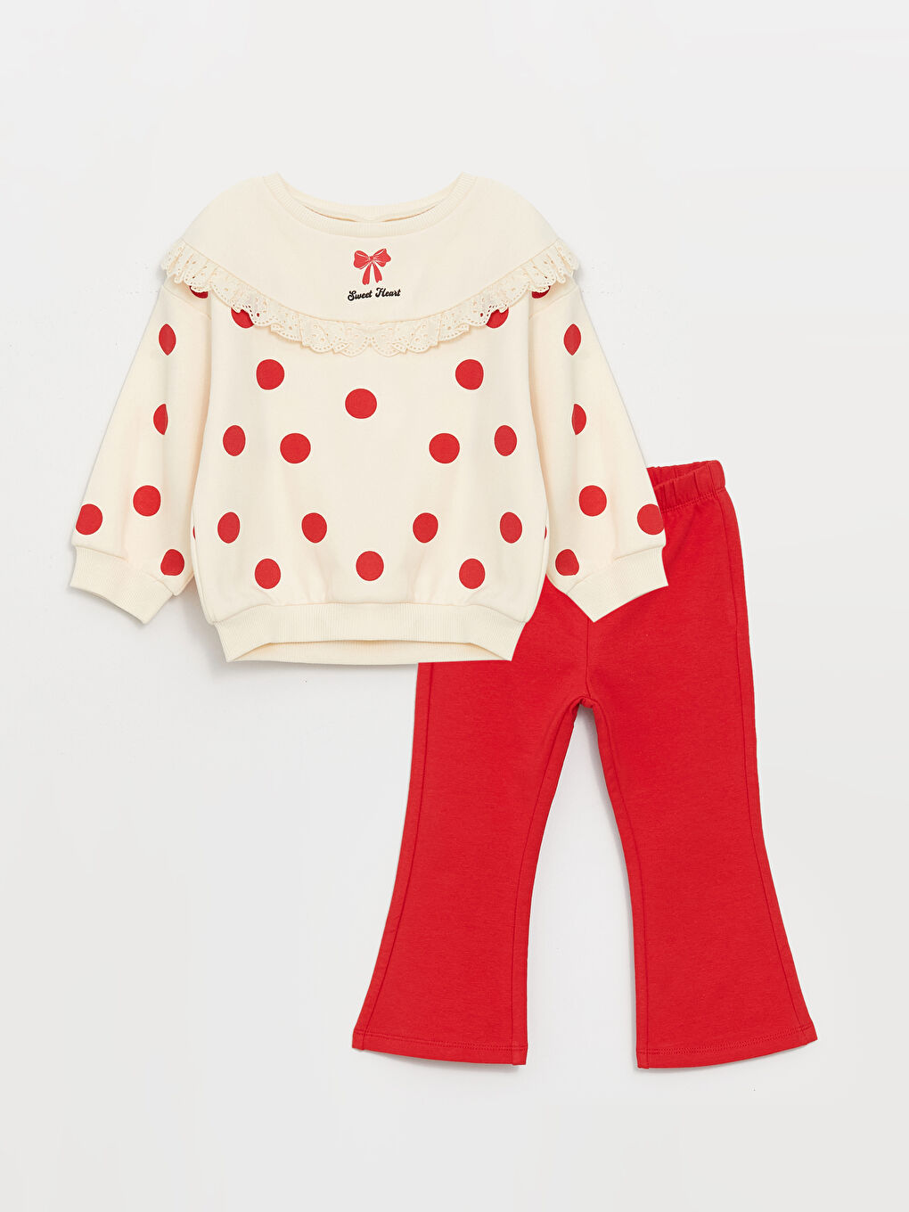 LCW baby Rundhalsausschnitt Langarm Bedrucktes Baby Mädchen Sweatshirt und Strumpfhose 2er-Pack Set -W3GU74Z1-LRA