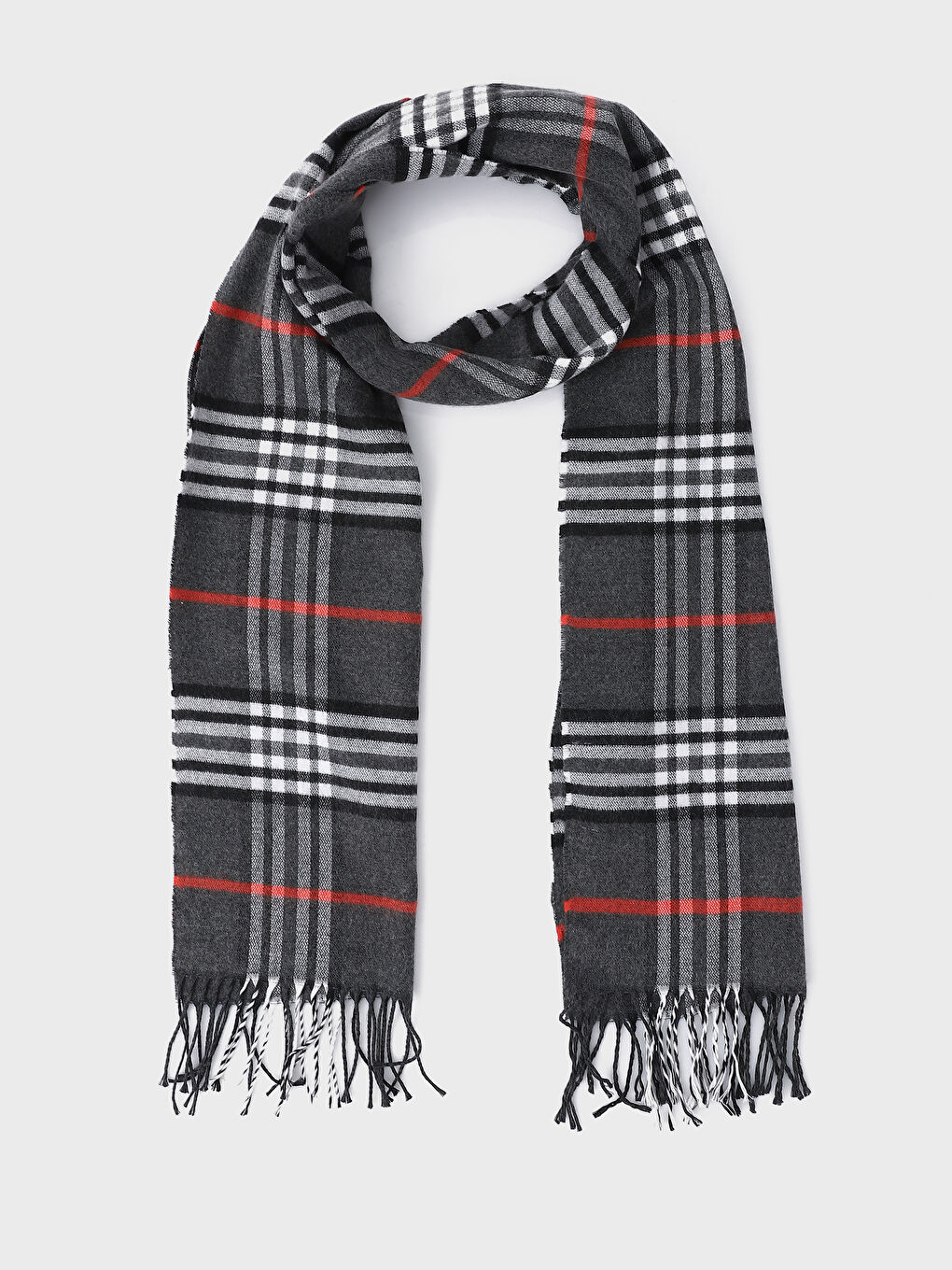 سكارف كاروهات للرجال بتفاصيل شراشيب