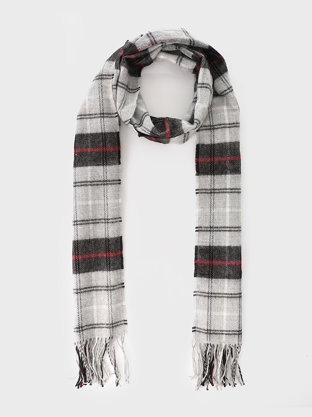 Plaid Patterned Fringed Men's Scarf