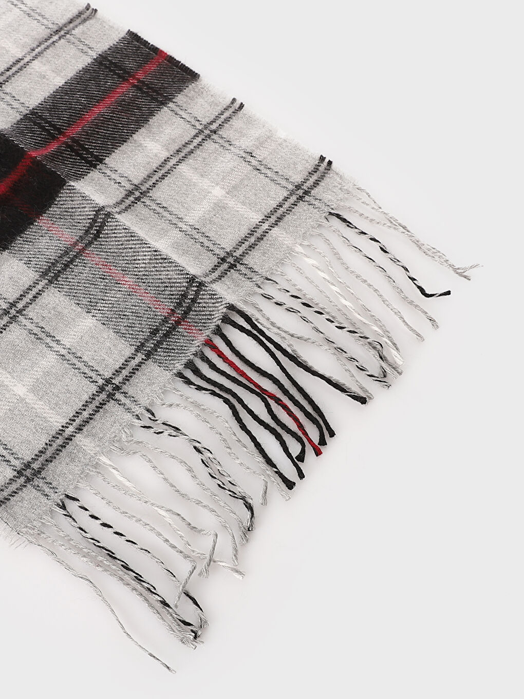 Plaid Patterned Fringed Men's Scarf-3