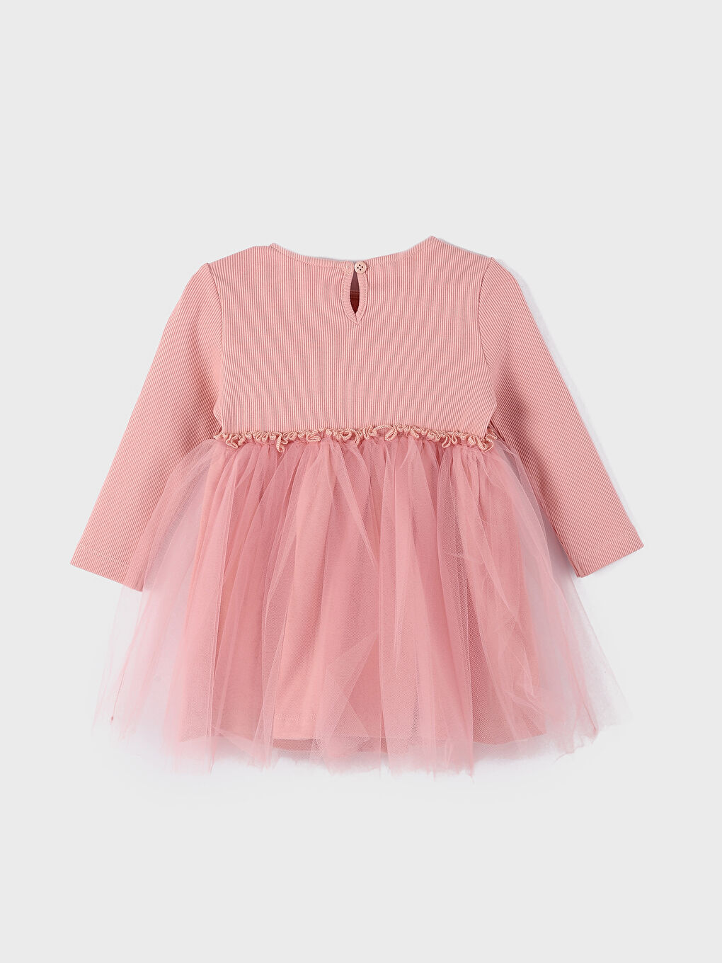 Crew Neck Long Sleeve Baby Girls' Dress-3