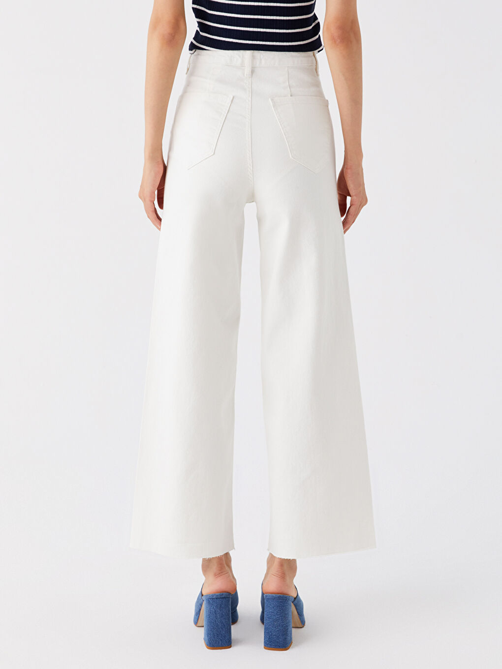 Ekru Wideleg Kadın Jean Pantolon-6