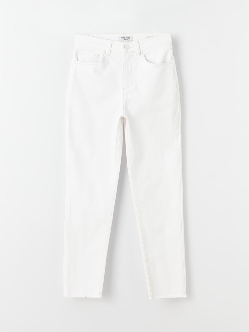 Ekru Straight Fit Kadın Jean Pantolon-4