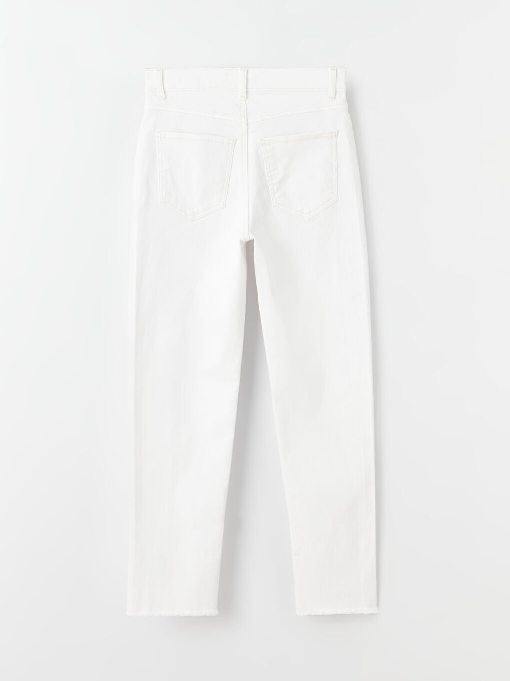 Ekru Straight Fit Kadın Jean Pantolon-5