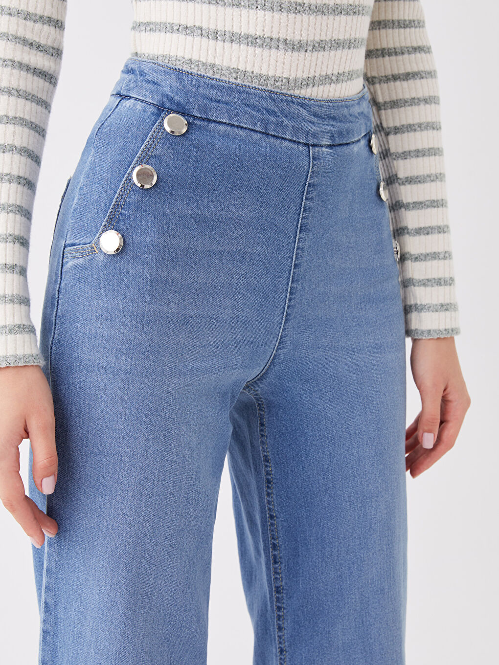 İndigo Wideleg Kadın Jean Pantolon-1